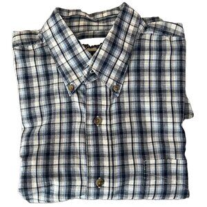 Wrangler Riata Men's Large Long Sleeve Button Down Blue and Gray Plaid Shirt